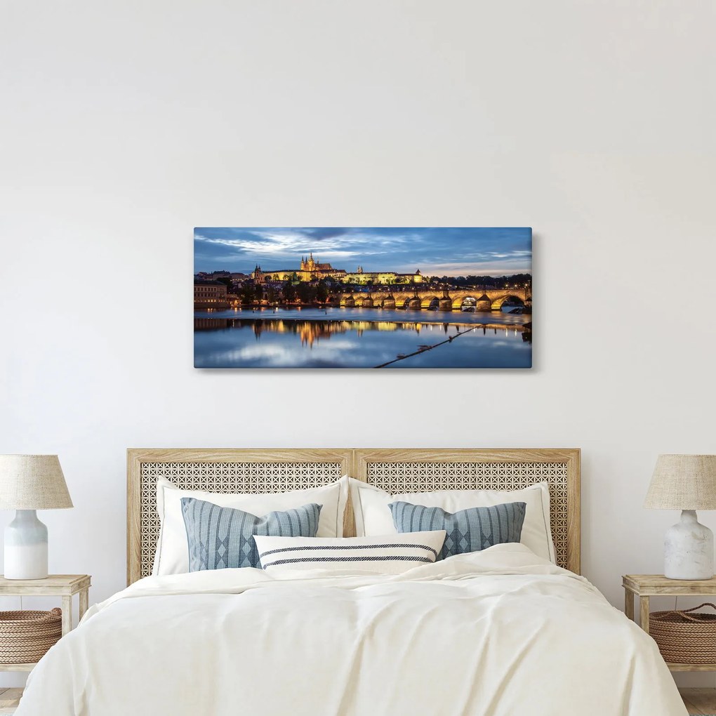 Obraz Pražského hradu a Karlovho mosta (120x50 cm)