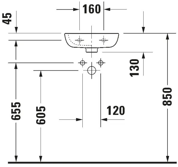 Duravit 7053600082 - Závesné umývadlo D-CODE 36x27 cm keramika/lesklá biela