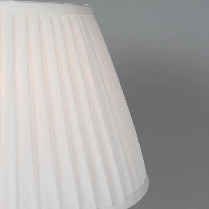 Retro stolná lampa mosadz s nariaseným tienidlom krémová 35 cm - Kaso