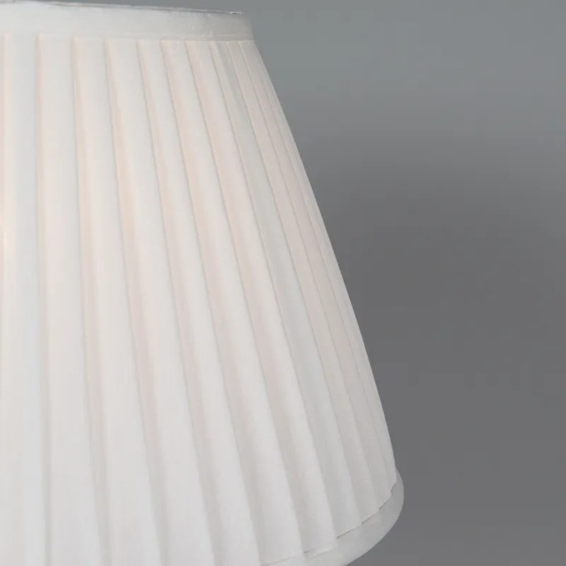 Retro stolná lampa mosadz s plisovaným tienidlom krémová 35 cm - Kaso