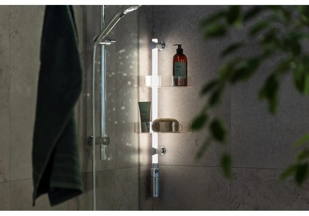 Priehľadná samodržiaca kúpeľňová polička - Wenko