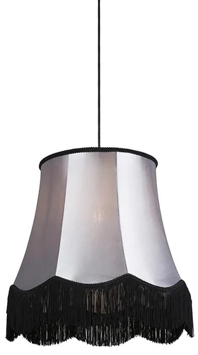 Retro závesná lampa čierna so šedou 45 cm - babička