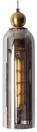 MAXLIGHT P0511 - Luster na lanku CAMPANILA 1xE27/40W/230V pr. 10 cm mosadz/šedá