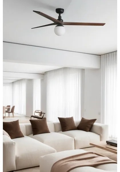 FARO 34276WT-11L - Stropný ventilátor KLIM L 1xE27/15W/230V orech/čierny pr.150c