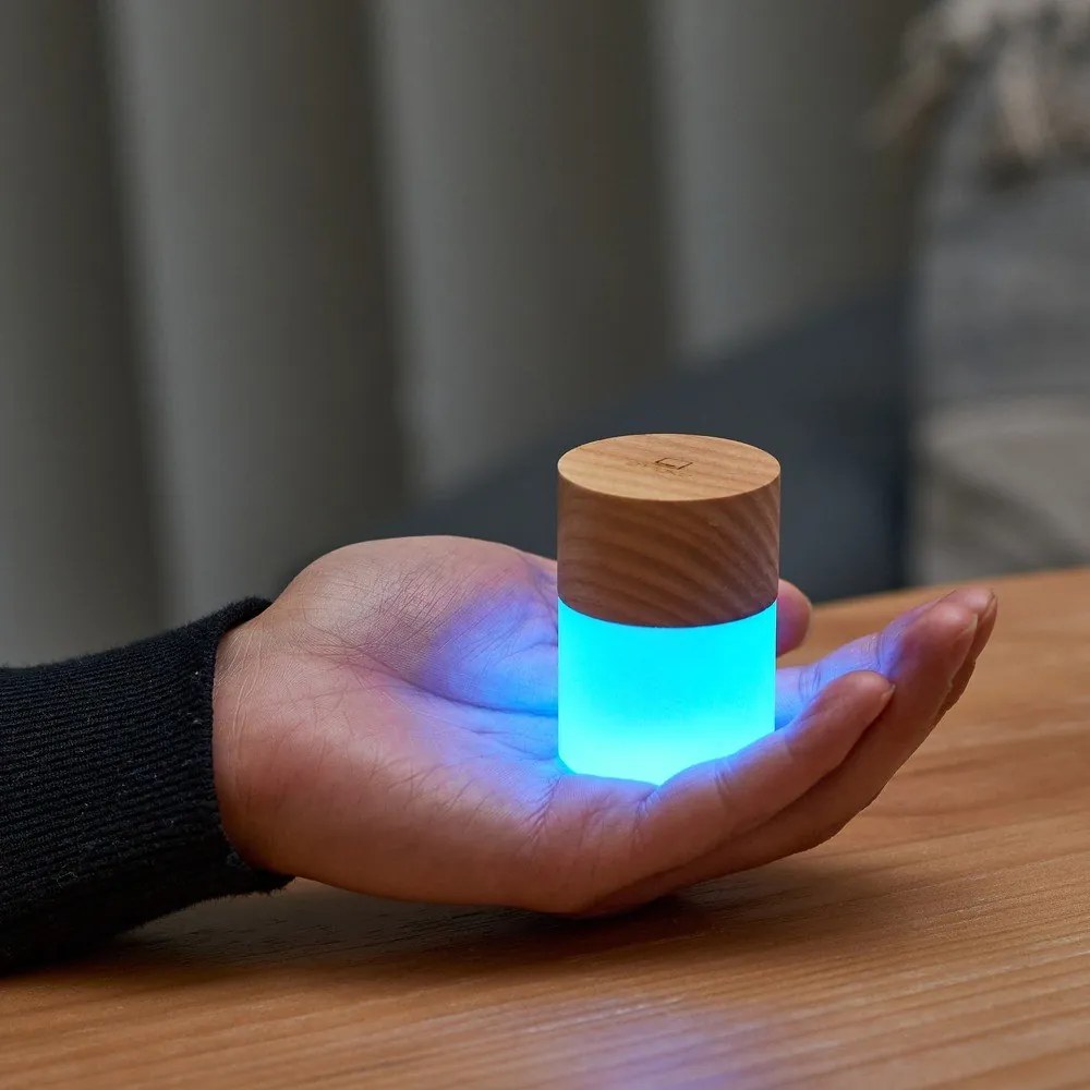 LED stolová lampa so stmievačom v prírodnej farbe so skleneným tienidlom (výška 6 cm) Lemelia – Gingko