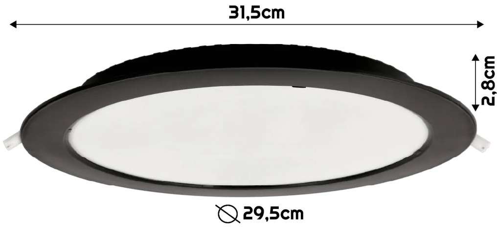 BERGE Okrúhly LED panel zapustený - čierny - 24W - PC - neutrálna biela