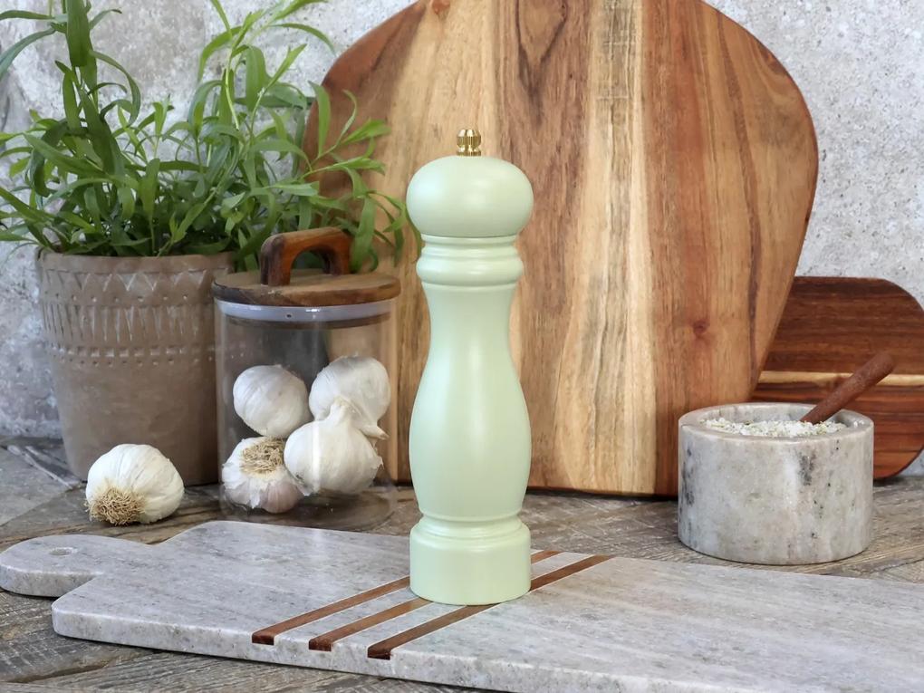 Zelený vintage drevený mlynček na soľ / korenie Grinder - Ø 5 * 20cm