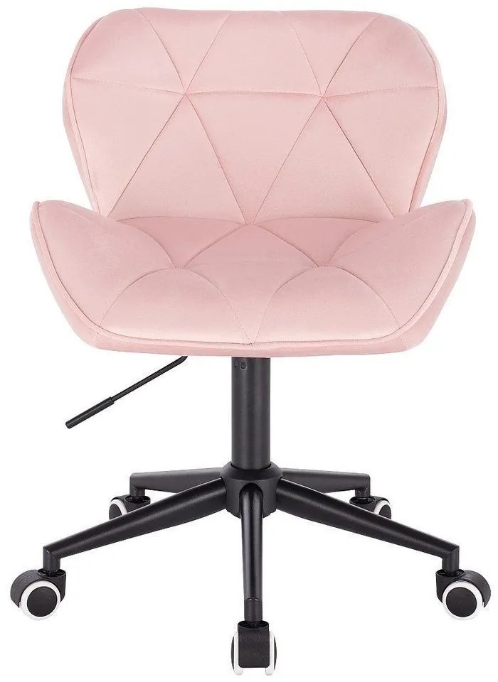 LuxuryForm DESIGN Stolička MILANO VELUR na čiernej podstave s kolieskami - svetloružová