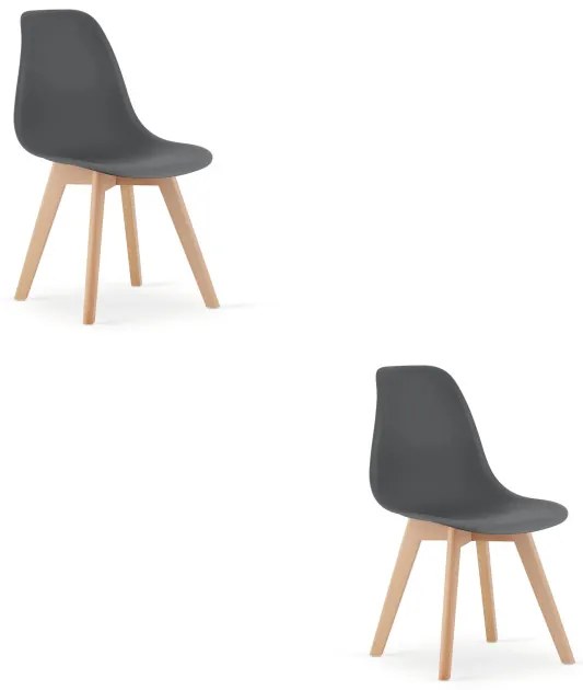 Set dvoch jedálenských stoličiek KITO tmavosivé / naturálne nohy (2 ks)