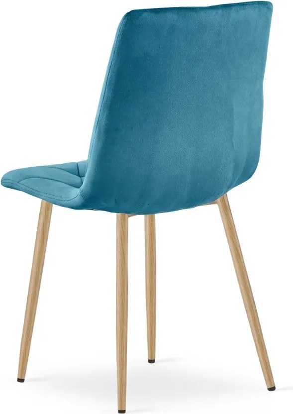 Tyrkysová zamatová jedálenská stolička LIBRA