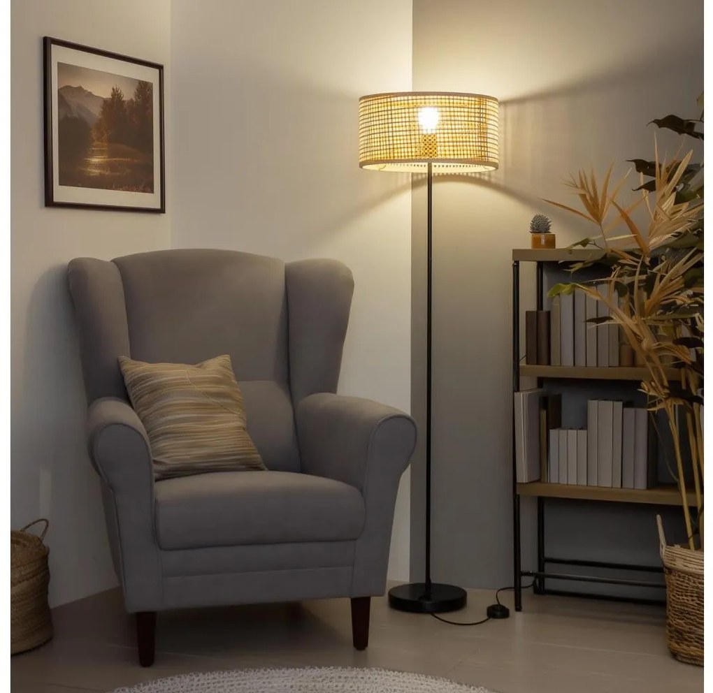 Brilagi - LED stojacia lampa CERIA 1xE27/40W/230V priemer 40 cm bambus/čierna