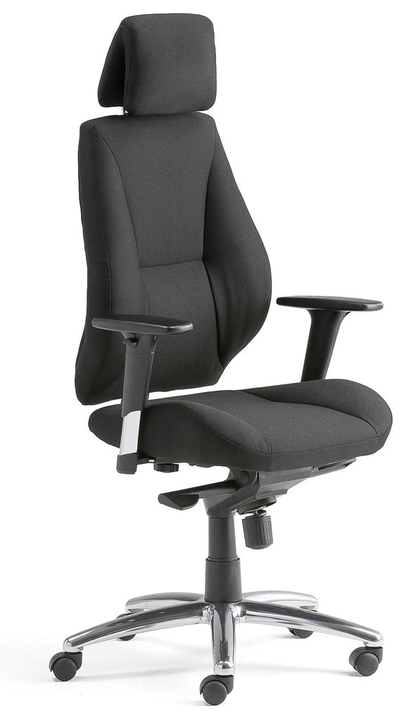 Kancelárska stolička STIRLING, vysoké operadlo, čierna textília