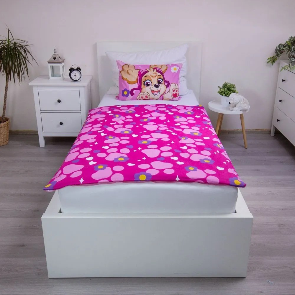Ružové bavlnené detské obliečky do postieľky 100x135 cm Paw Patrol "Pawsome friendships grow" – Jerry Fabrics