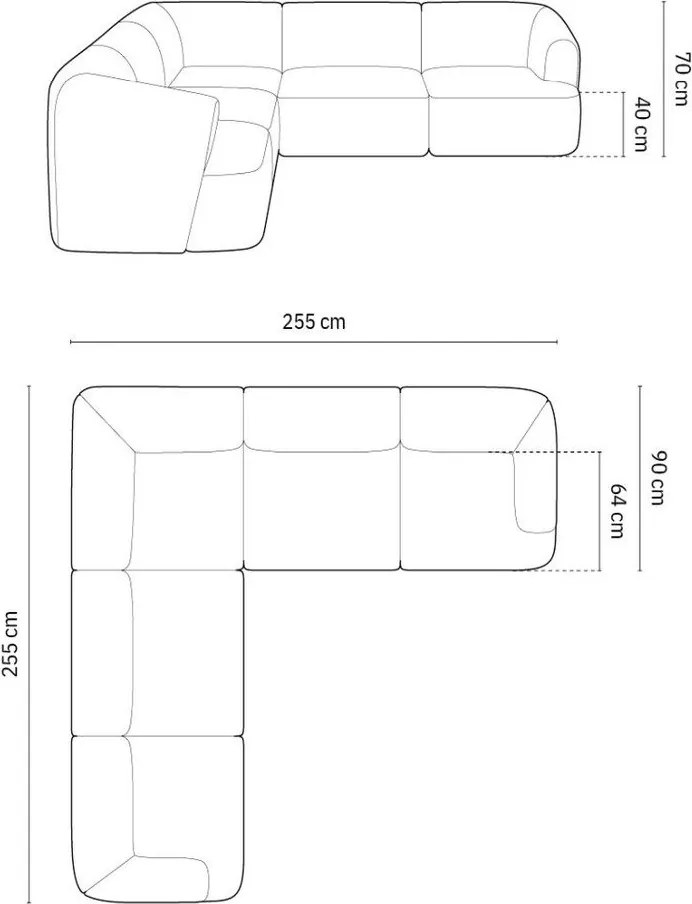 Svetlohnedá zamatová rohová pohovka Campi – Cosmopolitan Design
