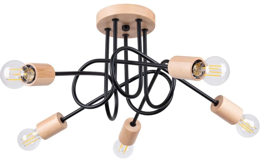 Sollux SL.1478 - Prisadený luster EMBER 5xE27/15W/230V čierna/béžová/buk