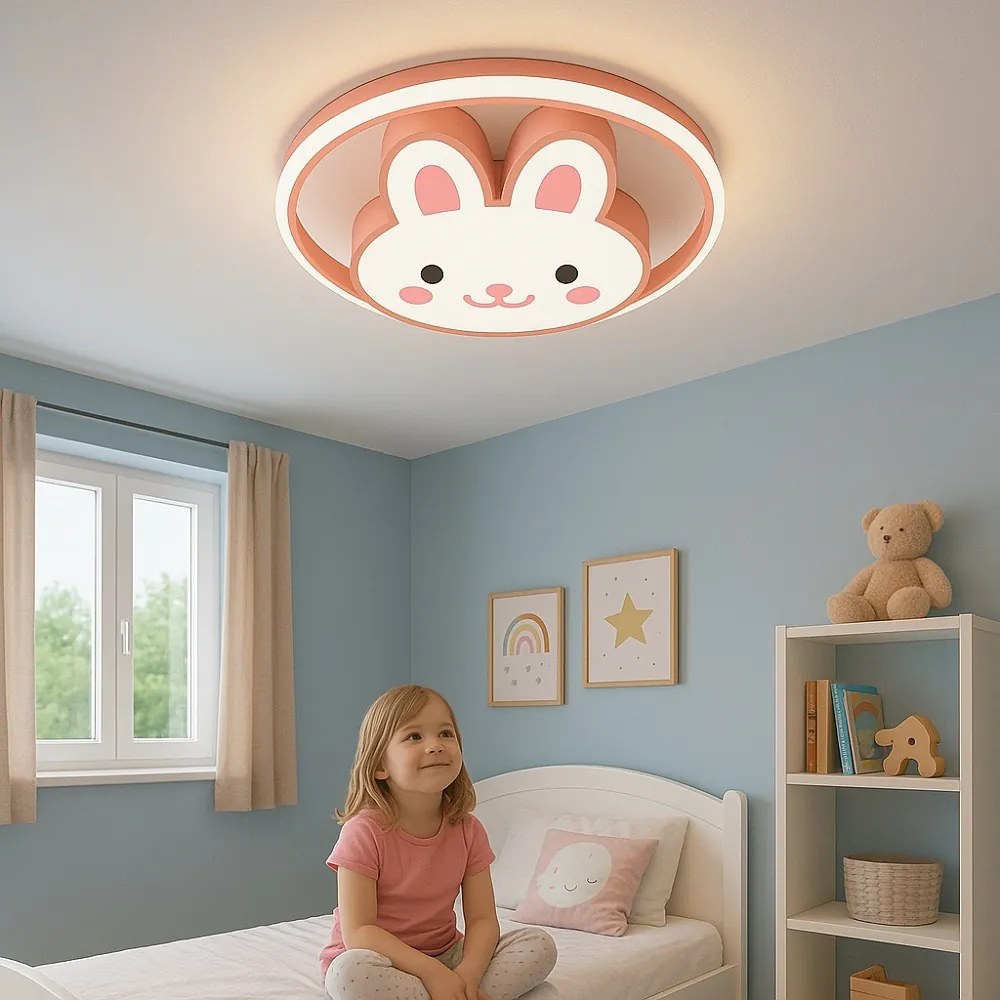 IKO LED stropná lampa s diaľkovým ovládačom – Ružový zajačik