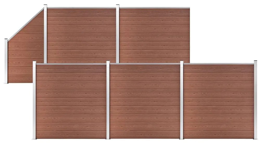 WPC plot, 5 štvorcových + 1 zošikmený diel 965x186 cm, hnedý 3053219