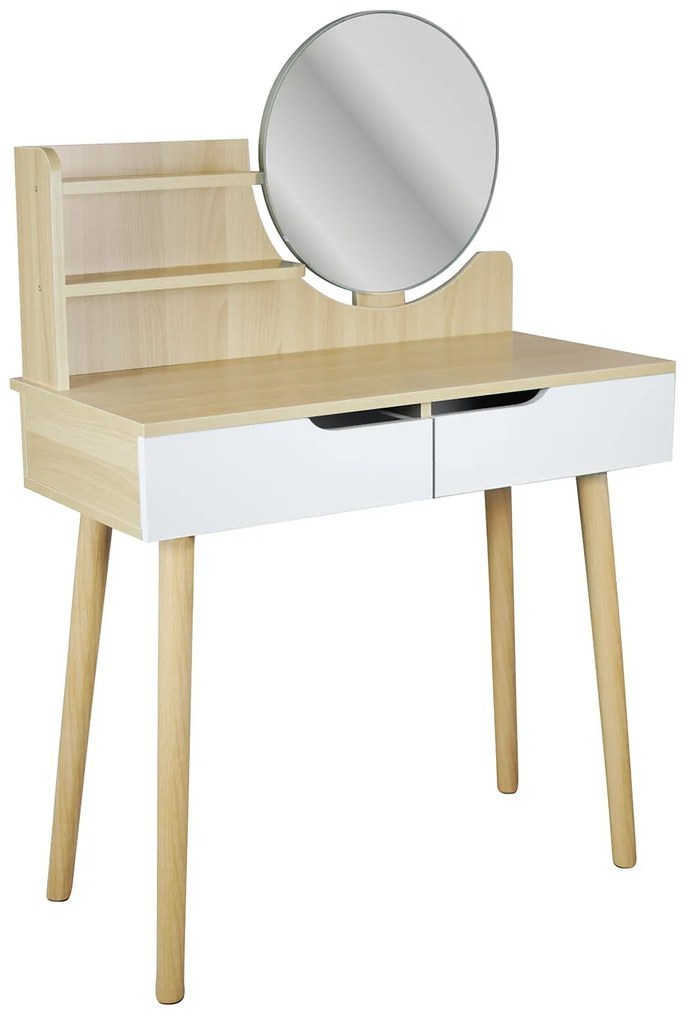 Dekorstudio Toaletný stolík so zrkadlom - SCANDI biely+svetlý buk