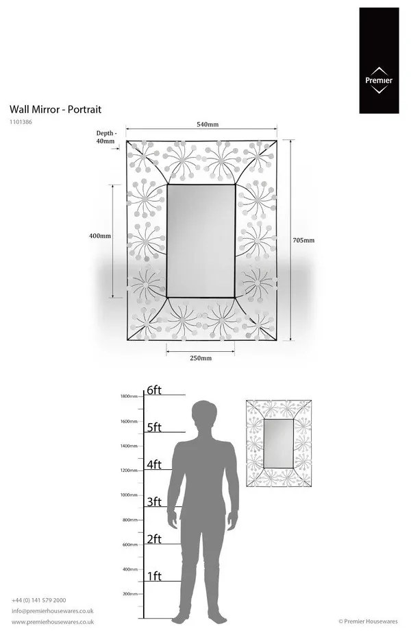 Nástenné zrkadlo 56x70 cm Floret – Premier Housewares