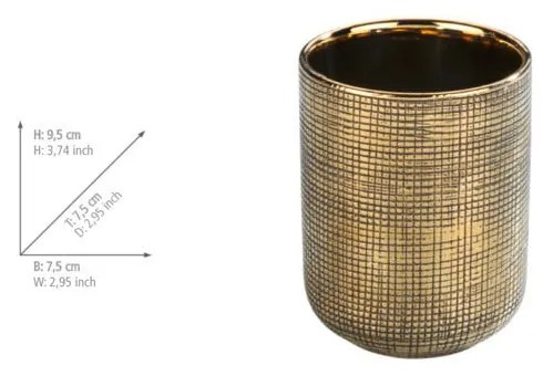 Keramický kelímok na zubné kefky v zlatej farbe Rivara – Wenko