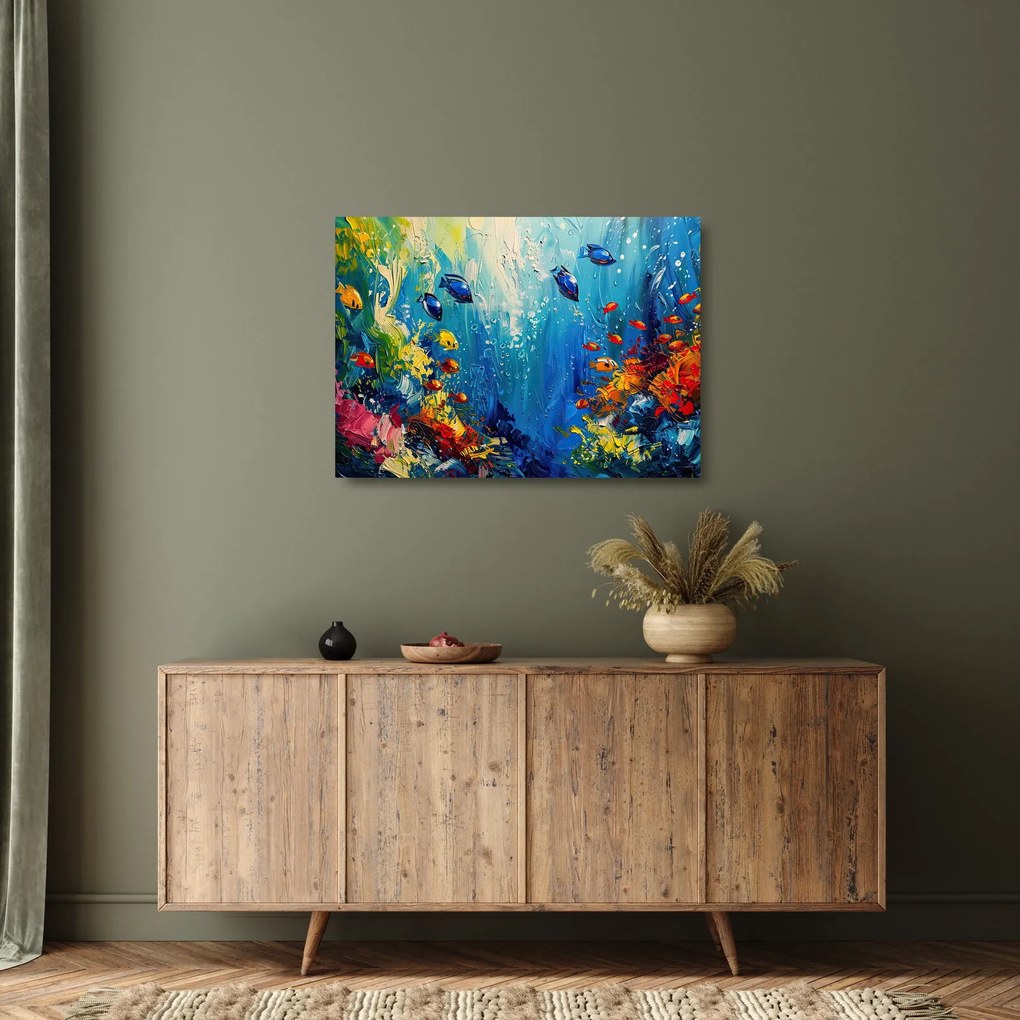 Sklenený obraz - Maľba podmorského sveta (70x50 cm)