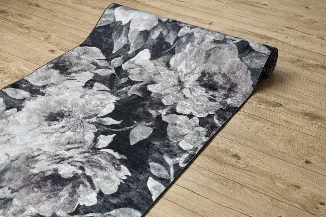 Protišmykový behúň LOTUS BOUQUET 52901 kvety sivý / béžový