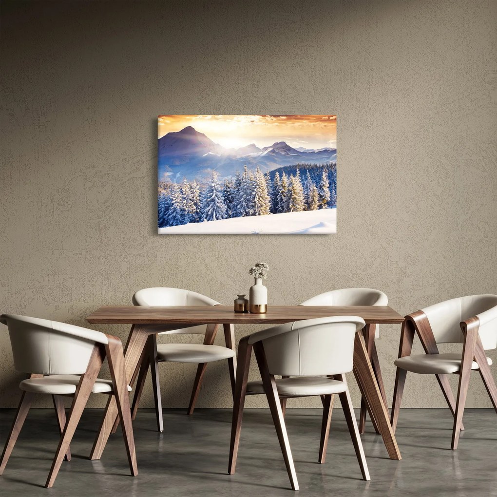 Obraz - Horská krajina v zime (90x60 cm)