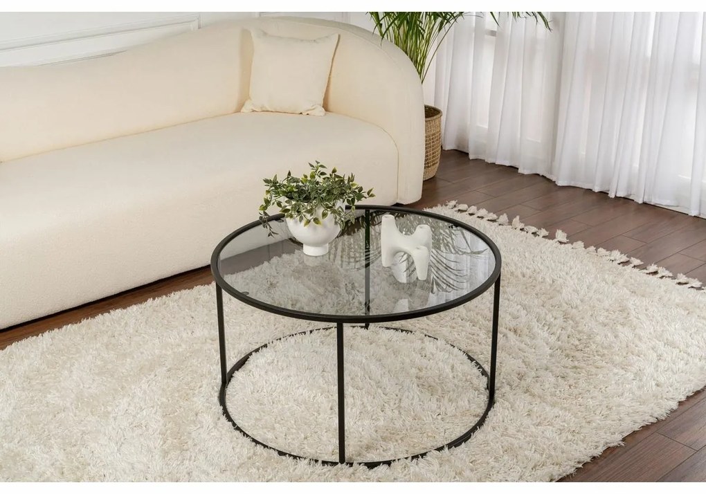 Konferenčný stolík Aurum Black s tmavým sklom, 80 cm