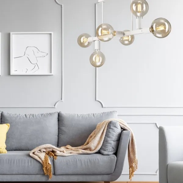 Luster na tyči ASTRID 6xE27/60W/230V biela