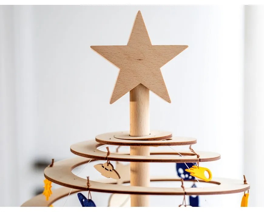 Drevená hviezda na dekoratívny vianočný stromček Spira Large