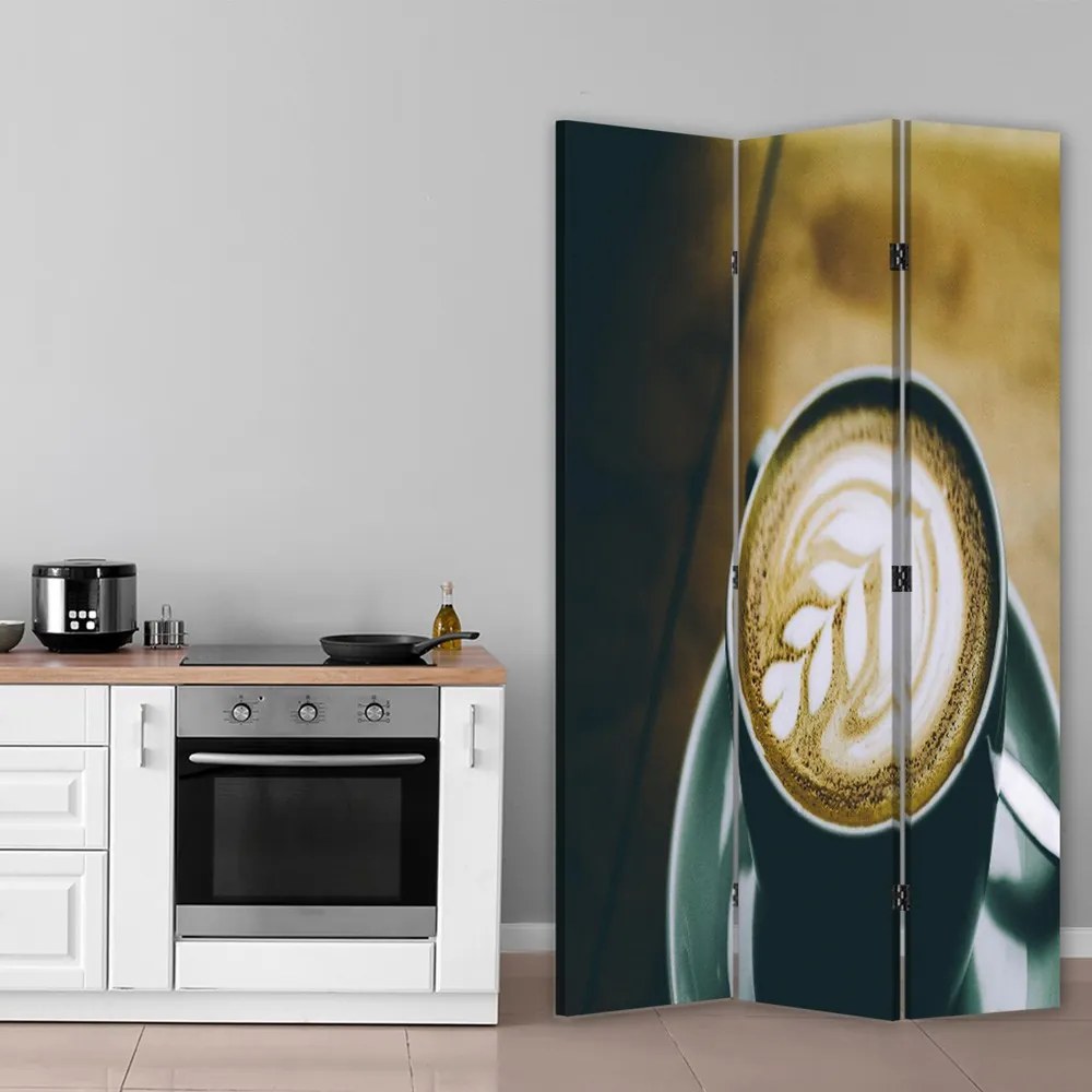 Gario Paraván Káva so vzorom Rozmery: 145 x 170 cm, Prevedenie: Otočný paraván 360°