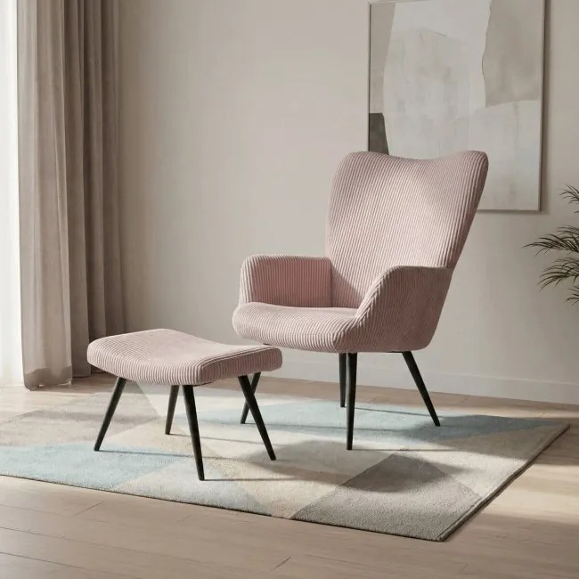 Kreslo ružové s podnožkou AK-L7285 PINK6
