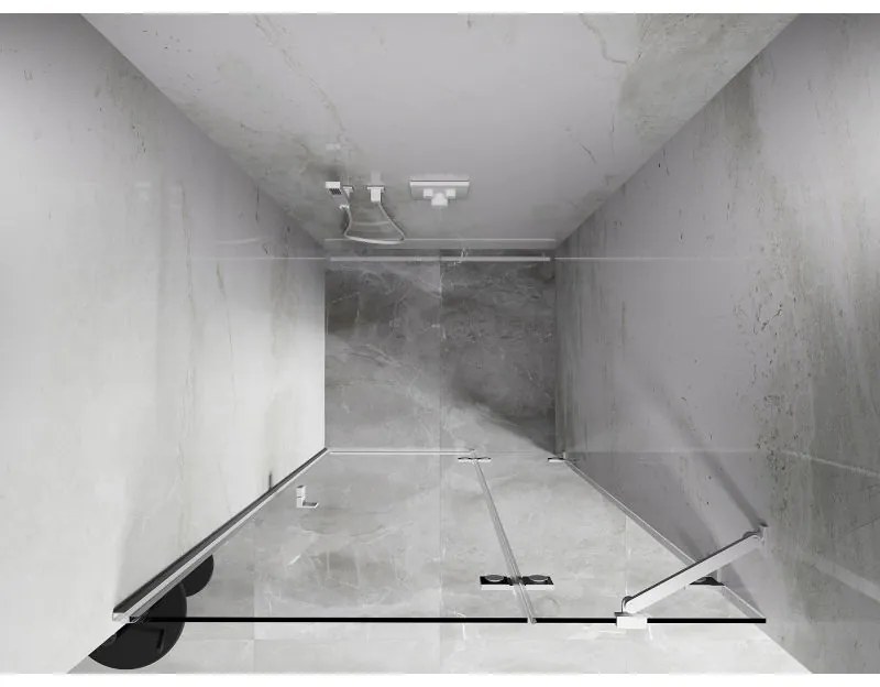 Mexen, Mexen Lunar pravé otočné sprchové dvere 90 cm, transparentné, biele - 834-090-000-20-00-P