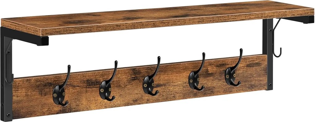 Nástenný predsieňový vešiak Vasagle Selvia čierny/hnedý