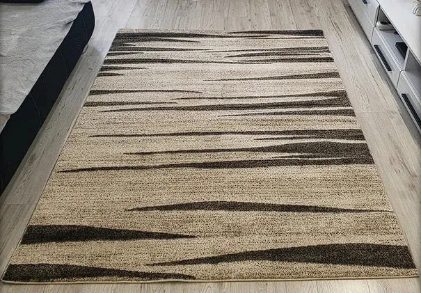 HU Béžovo-čierny pruhovaný koberec Rio 160-Cream-Cream Rozmer: 200x290 cm