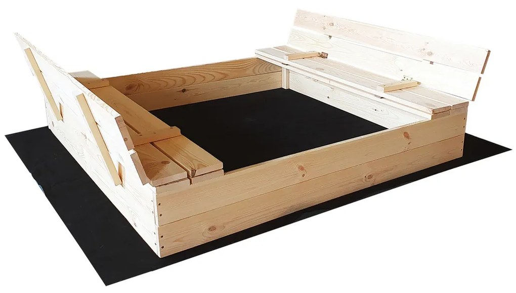 Ourbaby® borovicové prírodný s lavičkami 120x120x20 cm