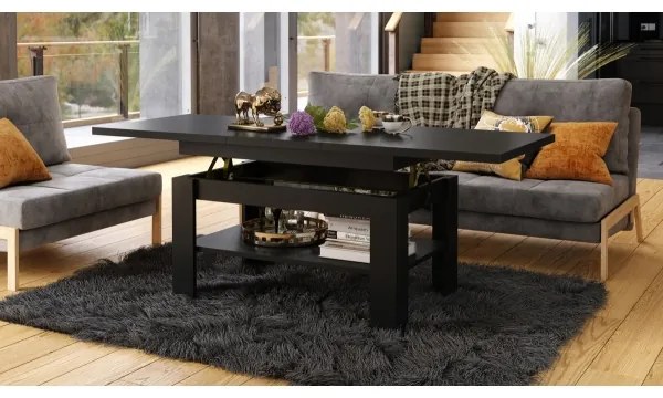 Rozkladací konferenčný/jedálenský stôl s výškovo nastaviteľnou doskou ROY čierny