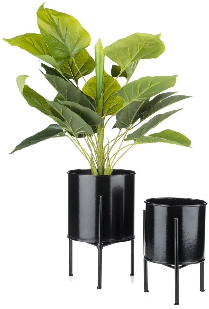 KOVOVÝ KVETINÁČ SO STOJANOM BLCK 19X13 CM ČIERNA