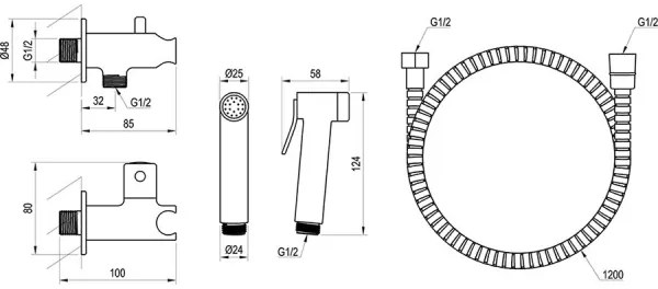 Ravak X070166 - Ručná bidetová sprška pre podomietkovú inštaláciu, lesklý chróm