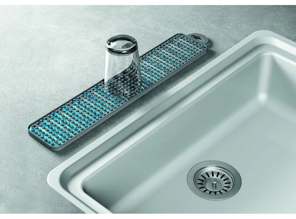 Sivá plastová odkvapkávacia podložka na riad 42x8 cm Gravity – Metaltex