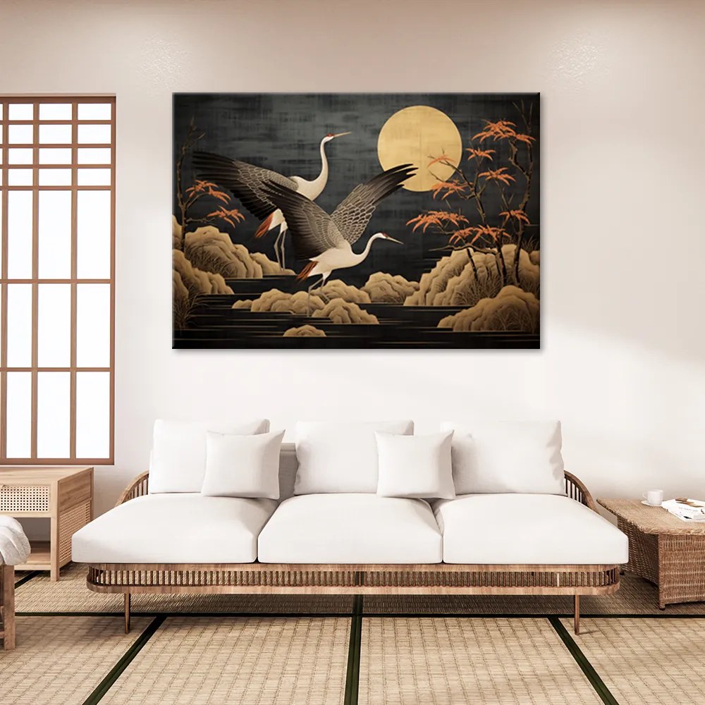Gario Obraz na plátne Žeriavy a mesiac Rozmery: 90 x 60 cm