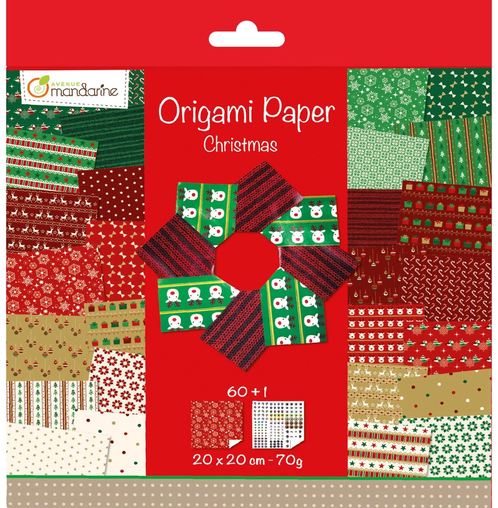 Súprava origami papierov - Vianoce
