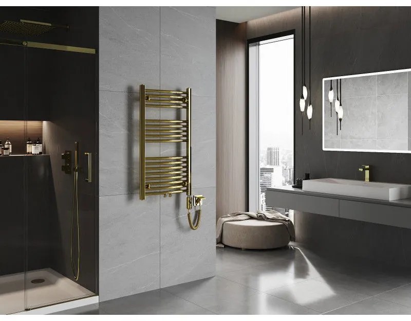 Mexen Ares, elektrické vykurovacie teleso 900 x 500 mm, 300 W, zlatá lesklá, W102-0900-500-2300-50