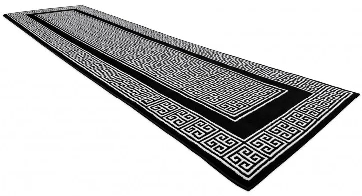 Dywany Łuszczów, Koberec behúň Gloss 6776 85 greek black/ivory, 80x250, čiernobiela, obývacia izba