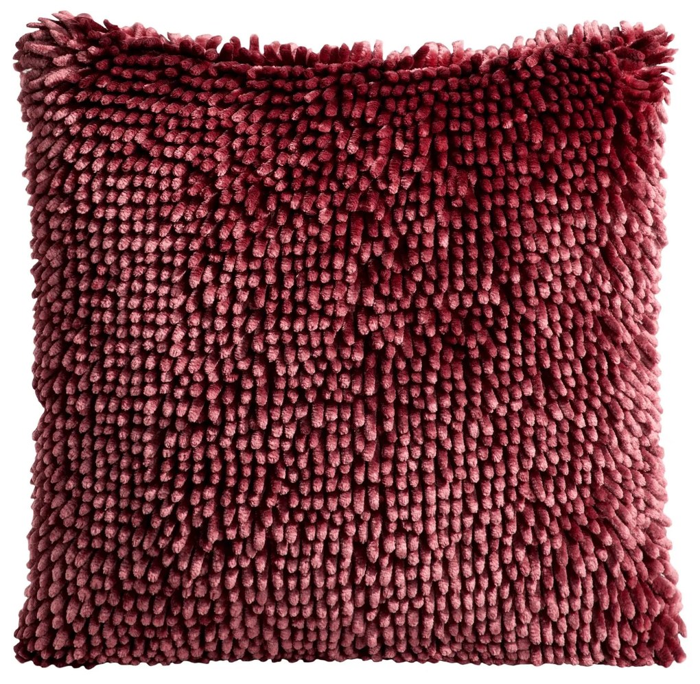 CHLPATÁ DEKORAČNÁ OBLIEČKA NA VANKÚŠ SHAGGY1 40X40 CM TMAVOBORDOVÁ