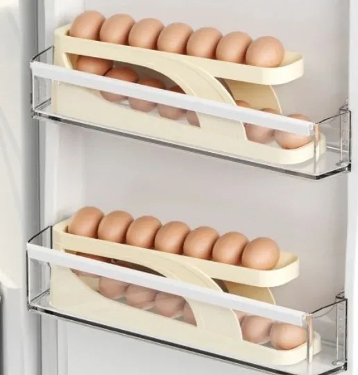 Skladací organizér na vajcia do chladničky - 2 rady - Béžová