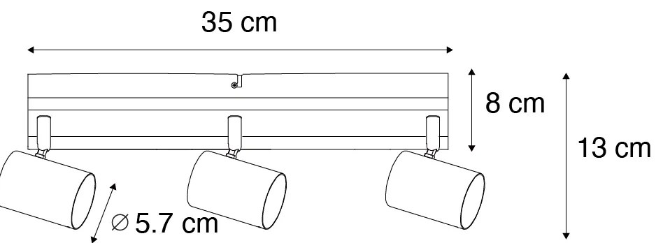 Stropné svietidlo čierne s drevom 3-žiarovkové nastaviteľné obdĺžnikové - Jeana