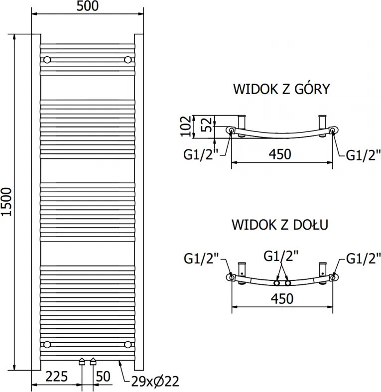 Mexen Ares, elektrické vykurovacie teleso 1500x500 mm + vykurovacia tyč 600 W, biela, W102-1500-500-6600-20
