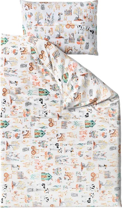 Bavlnené obliečky do postieľky HAPPY FARM biele Rozmer obliečky: 45 x 65 cm | 90 x 135 cm