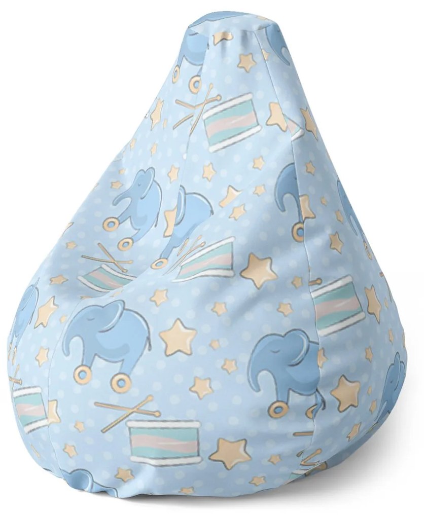 Sablio Sedací vak Pear Bubny a Slony - 140 x 100 x 25 cm